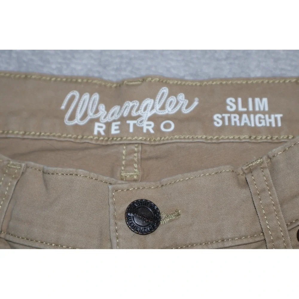 Wrangler Western Retro Slim Straight Men 32x34 Tan Chino Pants Cowboy